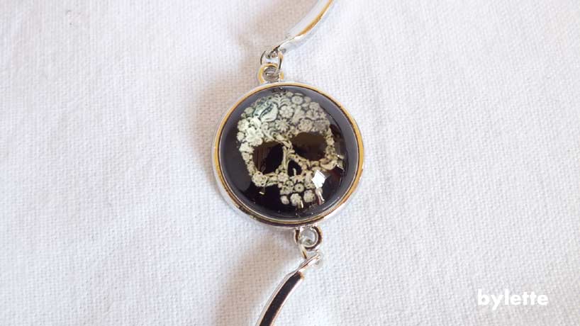 Ring bracelet fancy black skull